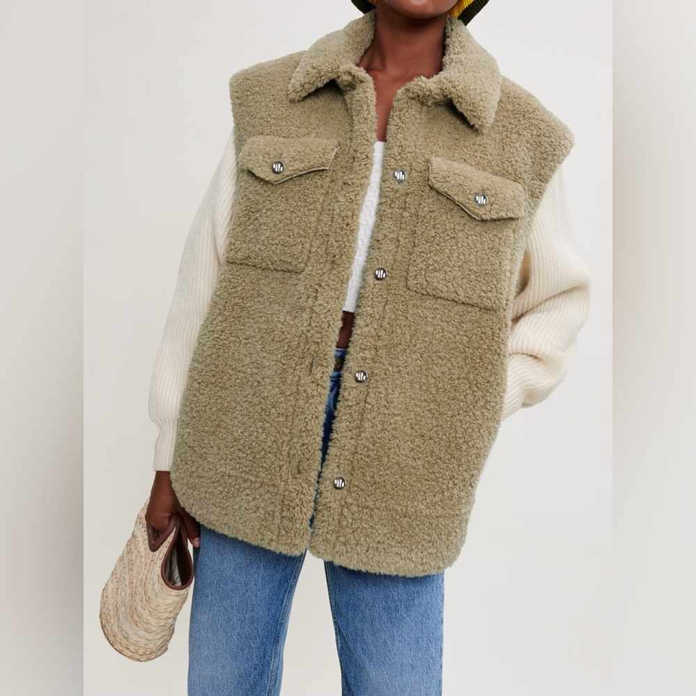 MAJE faux fur and knit jacket